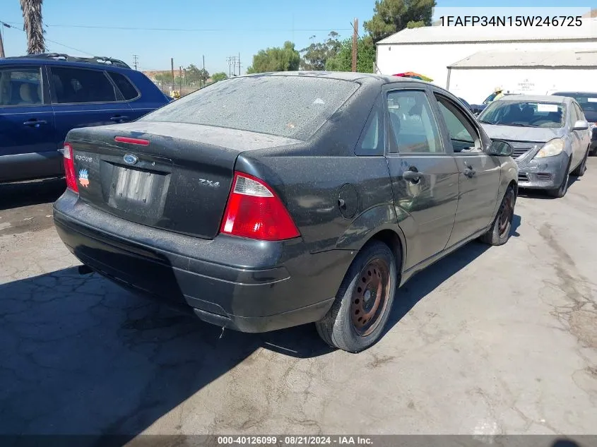 2005 Ford Focus Zx4 VIN: 1FAFP34N15W246725 Lot: 40126099