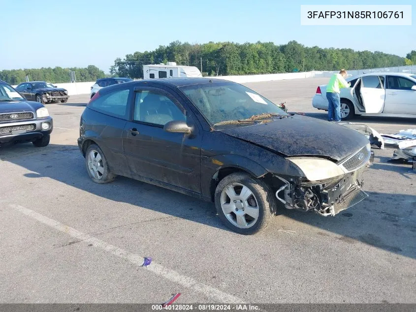 2005 Ford Focus Zx3 VIN: 3FAFP31N85R106761 Lot: 40128024