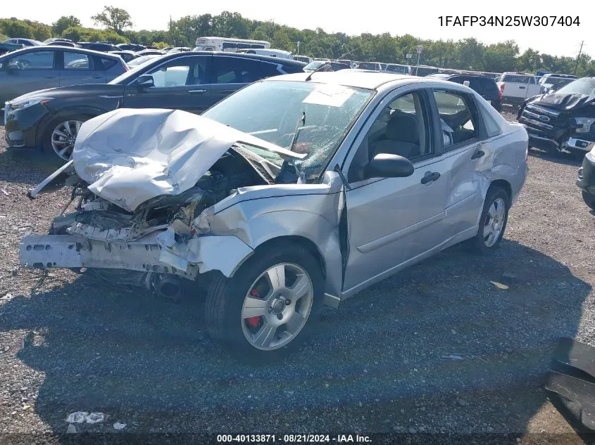 2005 Ford Focus Zx4 VIN: 1FAFP34N25W307404 Lot: 40133871