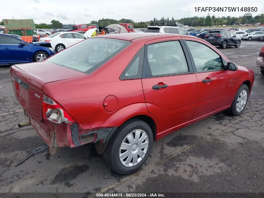 2005 Ford Focus Zx4 VIN: 1FAFP34N75W148850 Lot: 40144615