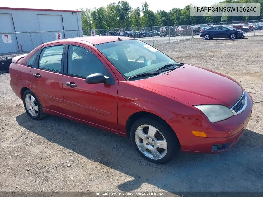 2005 Ford Focus Zx4 VIN: 1FAFP34N95W156240 Lot: 40183501