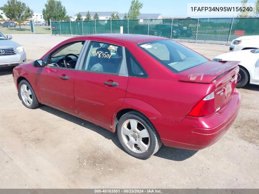 2005 Ford Focus Zx4 VIN: 1FAFP34N95W156240 Lot: 40183501