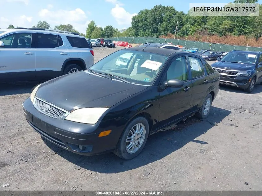 2005 Ford Focus Zx4 VIN: 1FAFP34N15W317972 Lot: 40201843