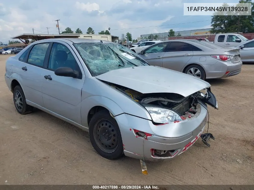 2005 Ford Focus Zx4 VIN: 1FAFP34N45W139328 Lot: 40217598