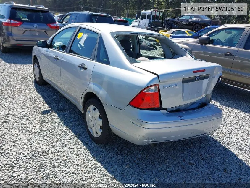 2005 Ford Focus Zx4 VIN: 1FAFP34N15W305160 Lot: 40225448