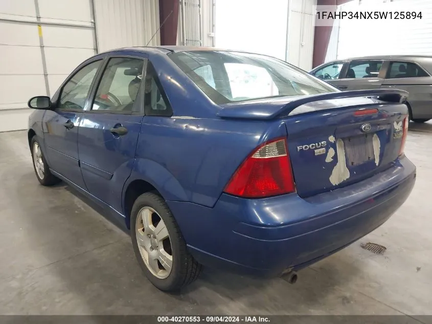 2005 Ford Focus Zx4 VIN: 1FAHP34NX5W125894 Lot: 40270553