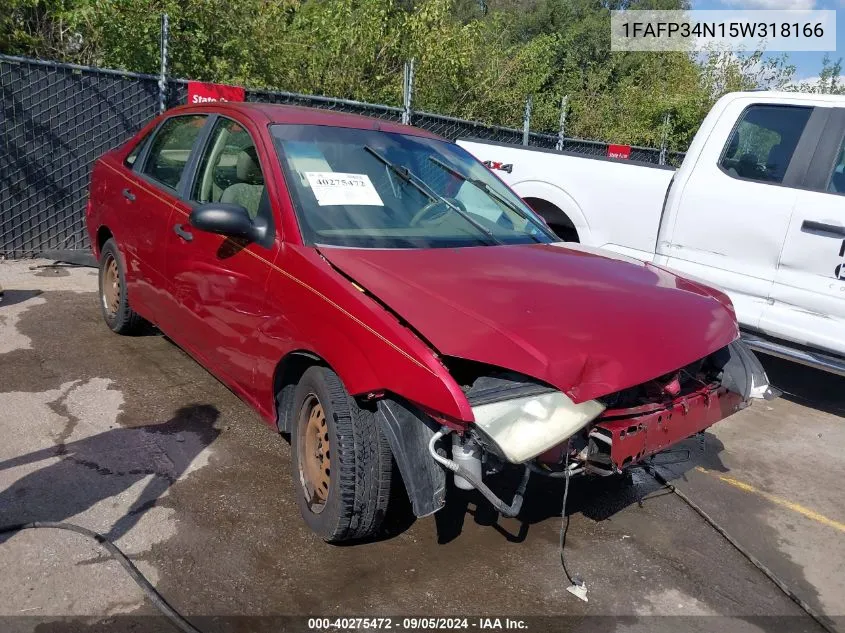 2005 Ford Focus Zx4 VIN: 1FAFP34N15W318166 Lot: 40275472