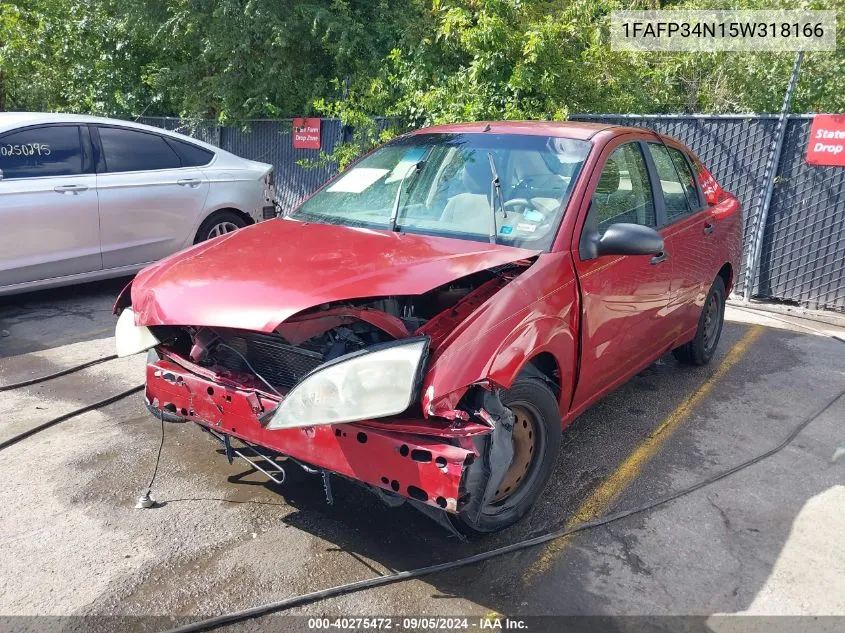 2005 Ford Focus Zx4 VIN: 1FAFP34N15W318166 Lot: 40275472