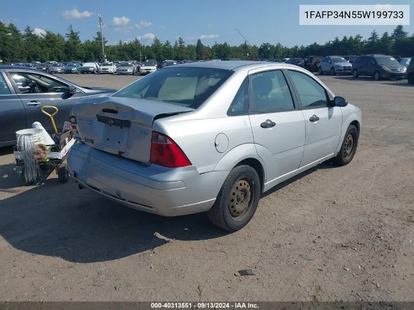 2005 Ford Focus Zx4 VIN: 1FAFP34N55W199733 Lot: 40313551