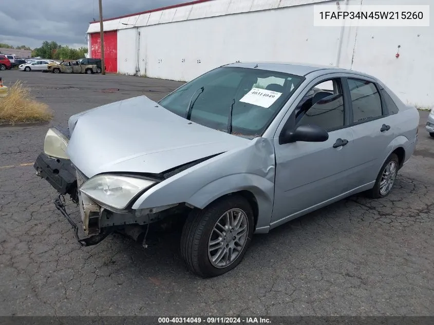 2005 Ford Focus Zx4 VIN: 1FAFP34N45W215260 Lot: 40314049