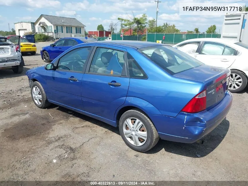 2005 Ford Focus Zx4 VIN: 1FAFP34N95W317718 Lot: 40322613