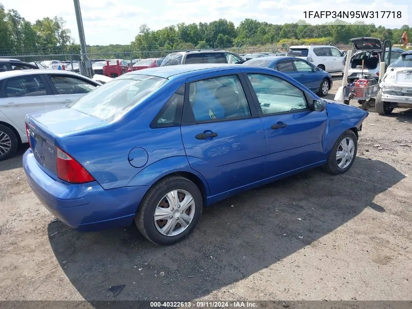 2005 Ford Focus Zx4 VIN: 1FAFP34N95W317718 Lot: 40322613