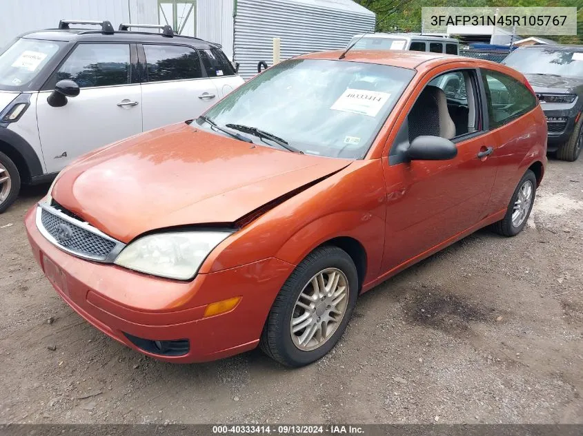 2005 Ford Focus Zx3 VIN: 3FAFP31N45R105767 Lot: 40333414