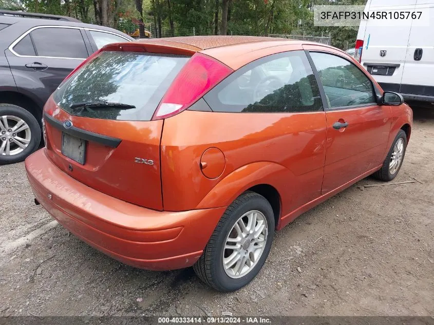 2005 Ford Focus Zx3 VIN: 3FAFP31N45R105767 Lot: 40333414