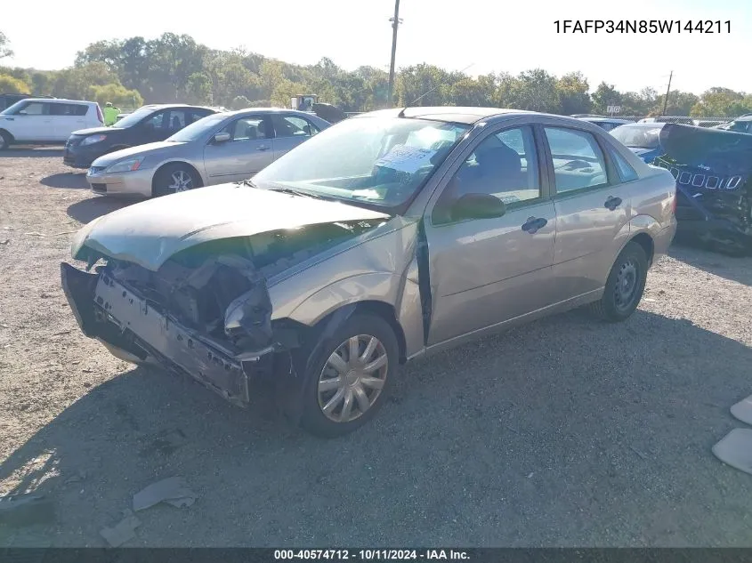 2005 Ford Focus Zx4 VIN: 1FAFP34N85W144211 Lot: 40574712