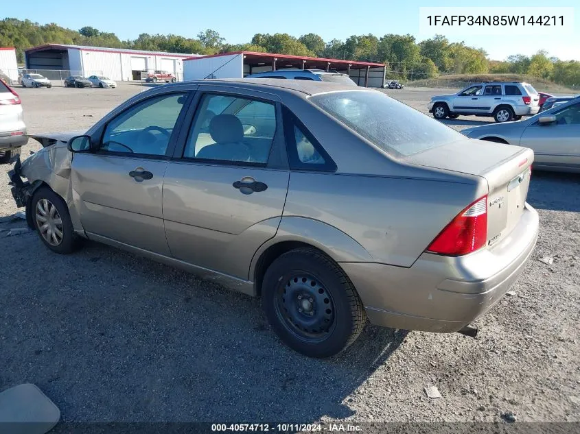 2005 Ford Focus Zx4 VIN: 1FAFP34N85W144211 Lot: 40574712