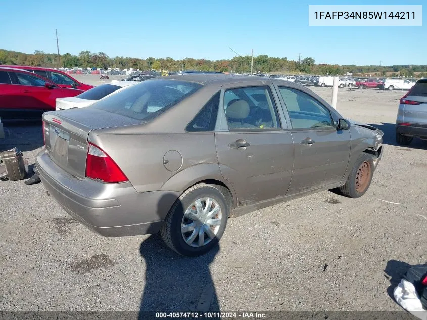 2005 Ford Focus Zx4 VIN: 1FAFP34N85W144211 Lot: 40574712