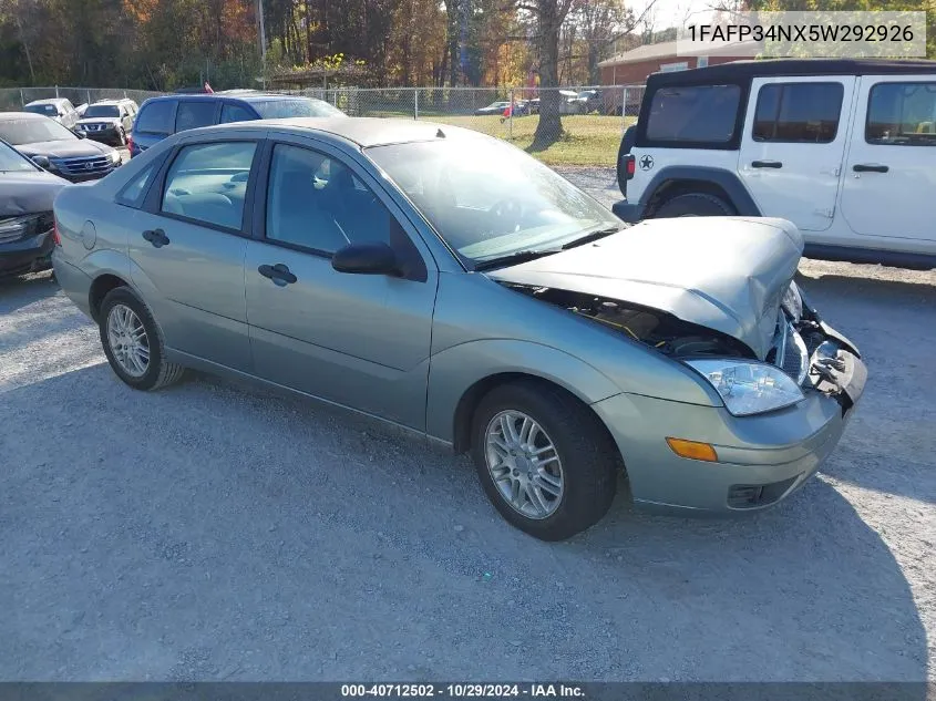 2005 Ford Focus Zx4 VIN: 1FAFP34NX5W292926 Lot: 40712502