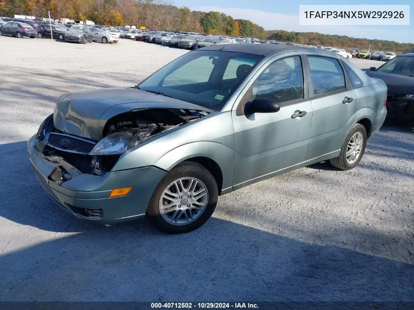 2005 Ford Focus Zx4 VIN: 1FAFP34NX5W292926 Lot: 40712502