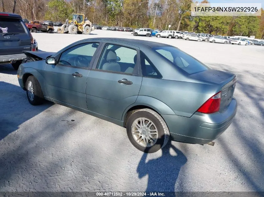 2005 Ford Focus Zx4 VIN: 1FAFP34NX5W292926 Lot: 40712502