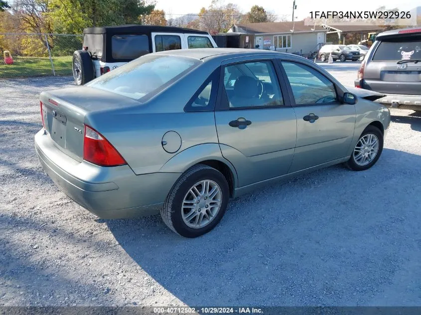 2005 Ford Focus Zx4 VIN: 1FAFP34NX5W292926 Lot: 40712502