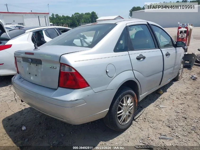 2006 Ford Focus Zx4 VIN: 1FAFP34N46W109991 Lot: 39492511