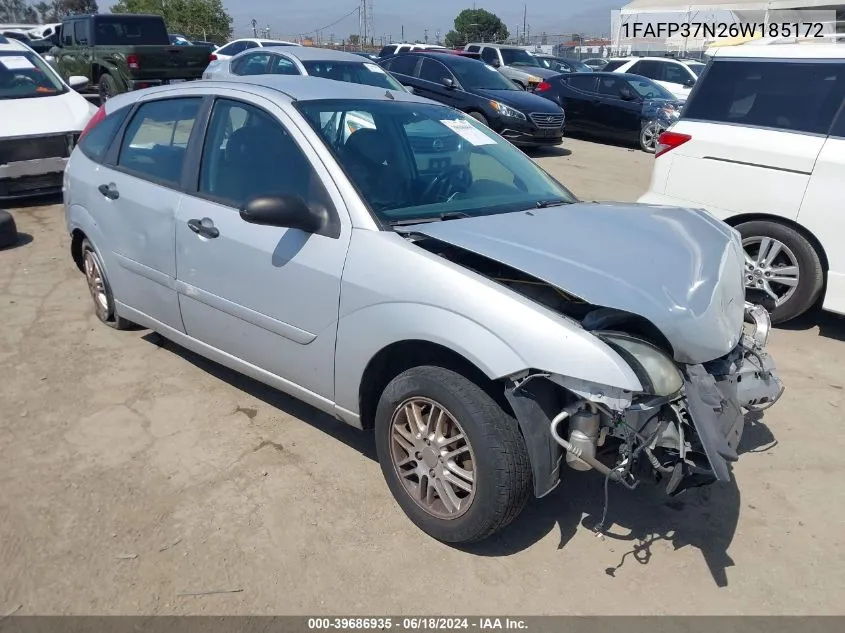 2006 Ford Focus Zx5 VIN: 1FAFP37N26W185172 Lot: 39686935