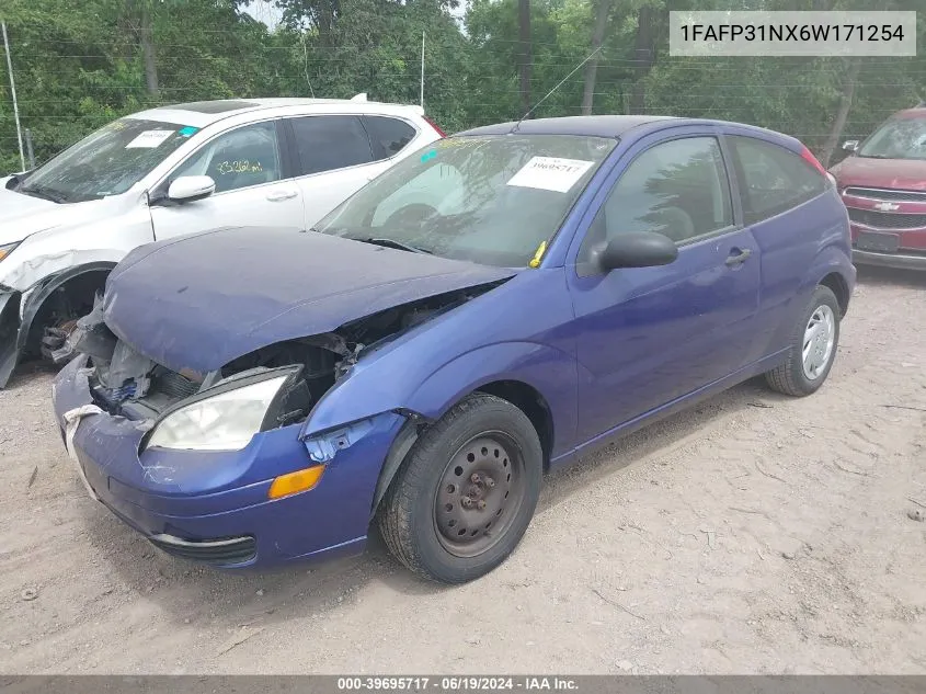 2006 Ford Focus Zx3 VIN: 1FAFP31NX6W171254 Lot: 39695717