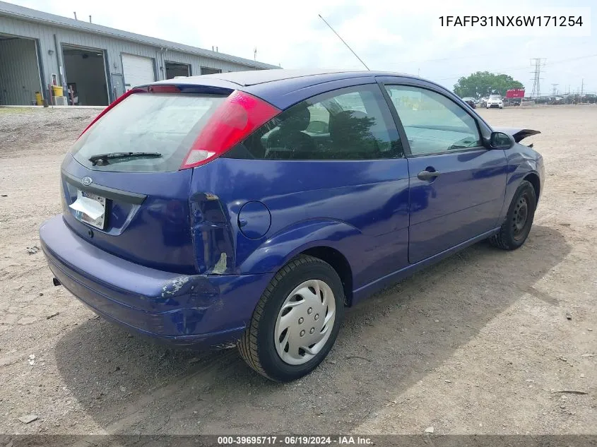 2006 Ford Focus Zx3 VIN: 1FAFP31NX6W171254 Lot: 39695717