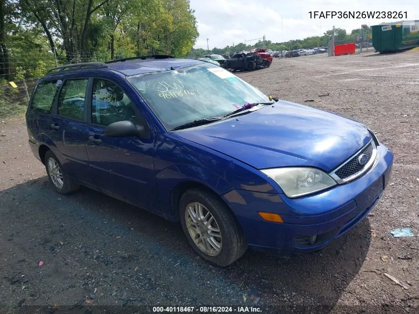 2006 Ford Focus Zxw VIN: 1FAFP36N26W238261 Lot: 40118467