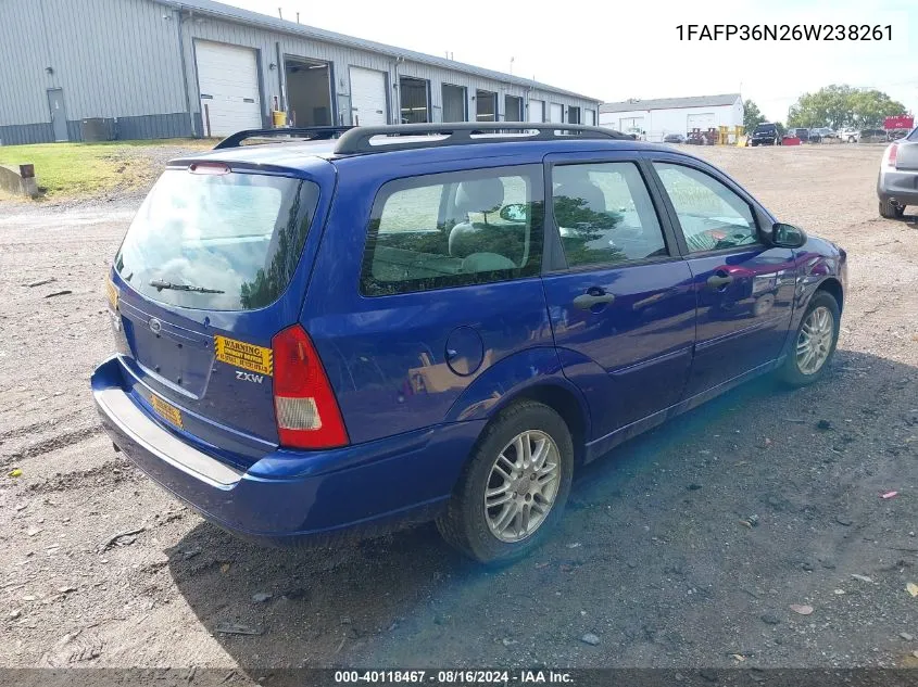 2006 Ford Focus Zxw VIN: 1FAFP36N26W238261 Lot: 40118467