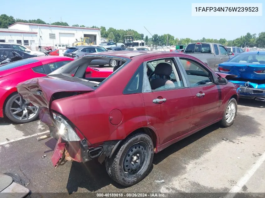 2006 Ford Focus Se/Zx4 VIN: 1FAFP34N76W239523 Lot: 40189818