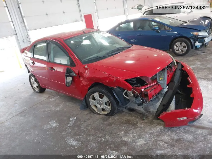 2006 Ford Focus Zx4 VIN: 1FAFP34N36W124482 Lot: 40197148