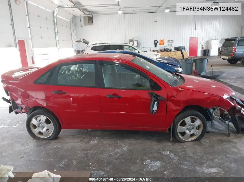 2006 Ford Focus Zx4 VIN: 1FAFP34N36W124482 Lot: 40197148