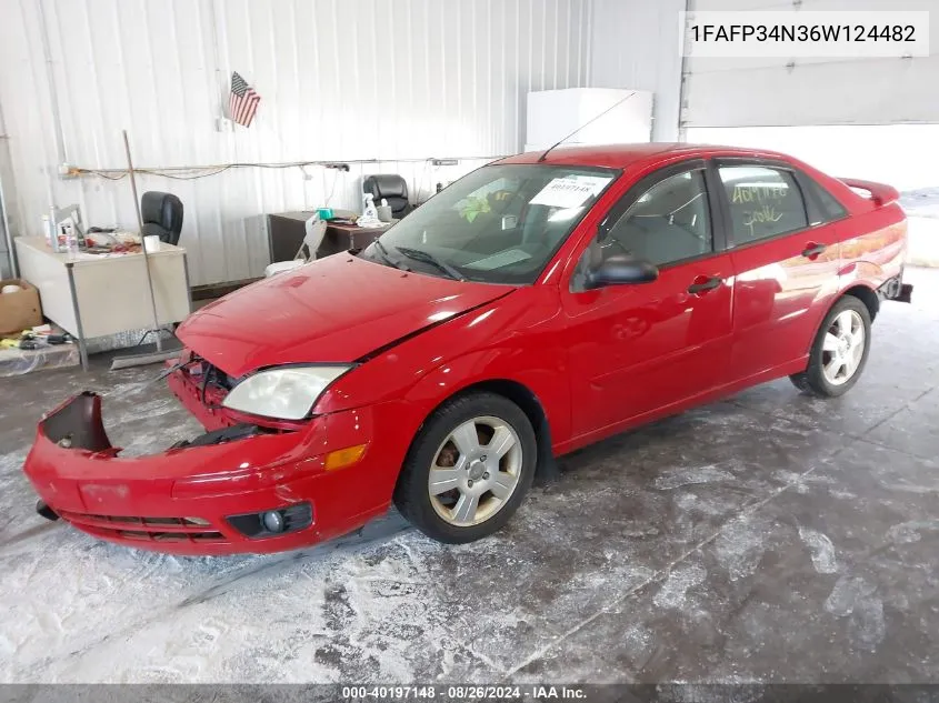 2006 Ford Focus Zx4 VIN: 1FAFP34N36W124482 Lot: 40197148