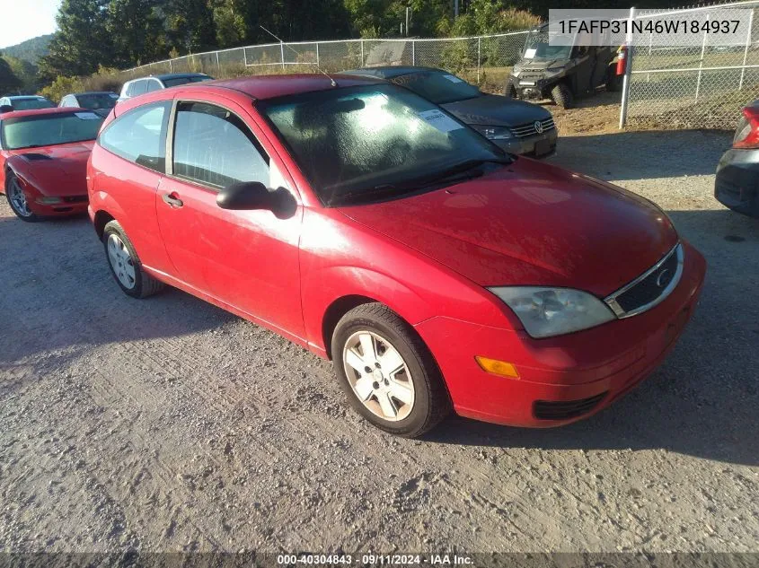 2006 Ford Focus Se/Zx3 VIN: 1FAFP31N46W184937 Lot: 40304843