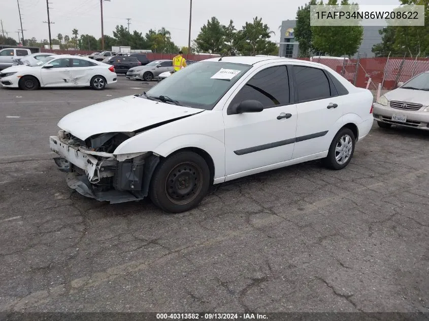 2006 Ford Focus Zx4 VIN: 1FAFP34N86W208622 Lot: 40313582