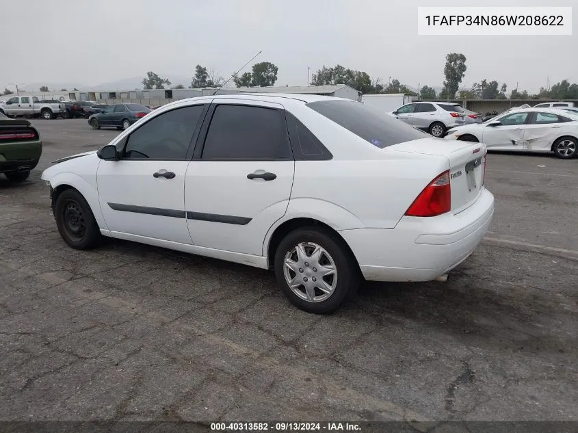 2006 Ford Focus Zx4 VIN: 1FAFP34N86W208622 Lot: 40313582