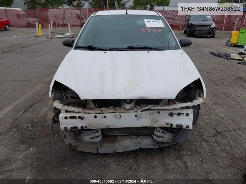 2006 Ford Focus Zx4 VIN: 1FAFP34N86W208622 Lot: 40313582