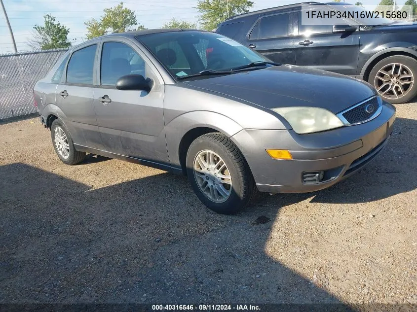 2006 Ford Focus Se/Zx4 VIN: 1FAHP34N16W215680 Lot: 40316546