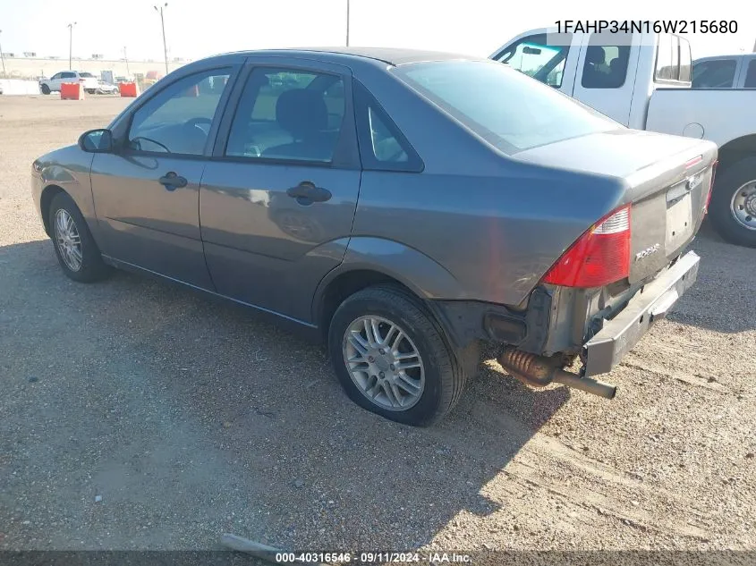 2006 Ford Focus Se/Zx4 VIN: 1FAHP34N16W215680 Lot: 40316546