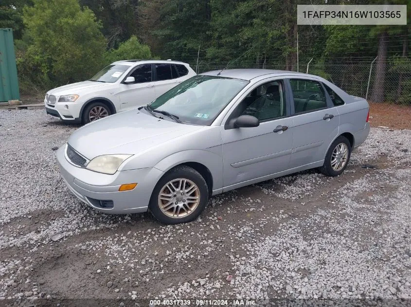 2006 Ford Focus Zx4 VIN: 1FAFP34N16W103565 Lot: 40317339