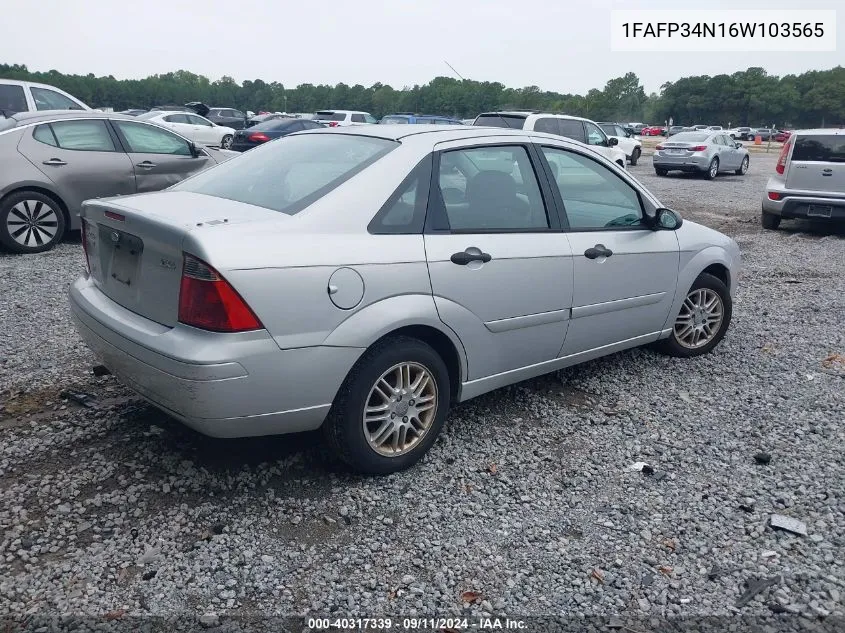 2006 Ford Focus Zx4 VIN: 1FAFP34N16W103565 Lot: 40317339