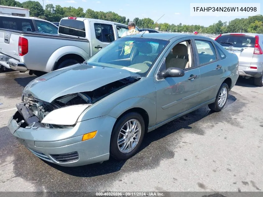 2006 Ford Focus Zx4 VIN: 1FAHP34N26W144098 Lot: 40325596