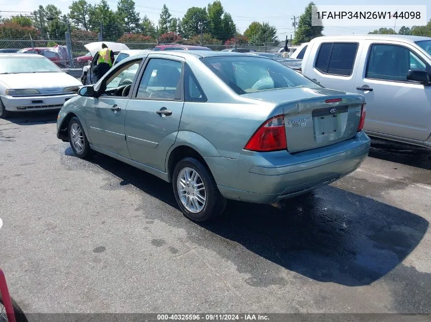 2006 Ford Focus Zx4 VIN: 1FAHP34N26W144098 Lot: 40325596