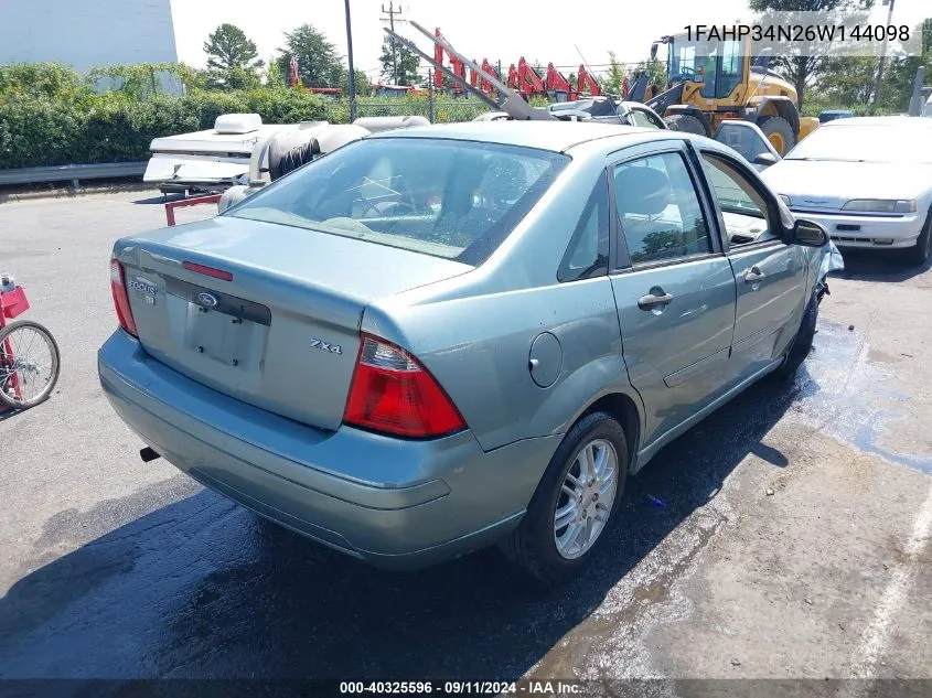 2006 Ford Focus Zx4 VIN: 1FAHP34N26W144098 Lot: 40325596