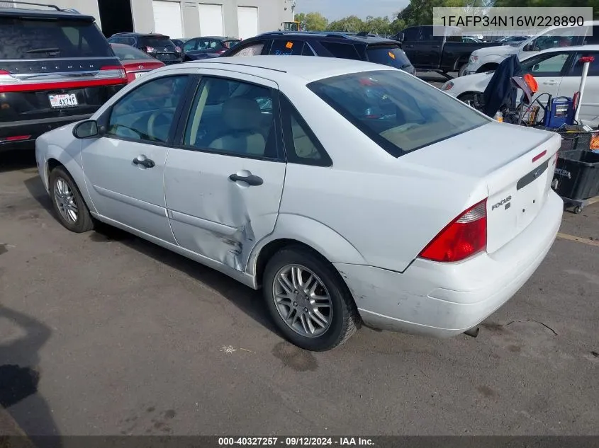 2006 Ford Focus Zx4 VIN: 1FAFP34N16W228890 Lot: 40327257