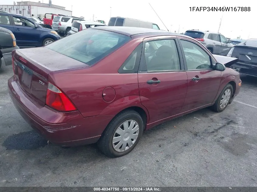 2006 Ford Focus Zx4 VIN: 1FAFP34N46W167888 Lot: 40347750