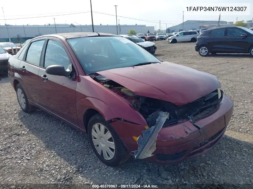 2006 Ford Focus Zx4 VIN: 1FAFP34N76W124307 Lot: 40370967