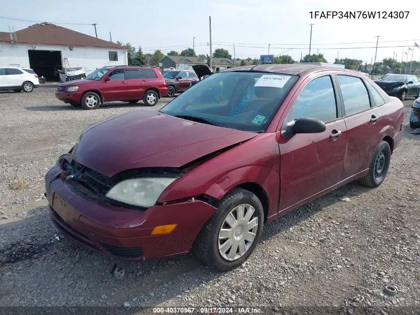 2006 Ford Focus Zx4 VIN: 1FAFP34N76W124307 Lot: 40370967